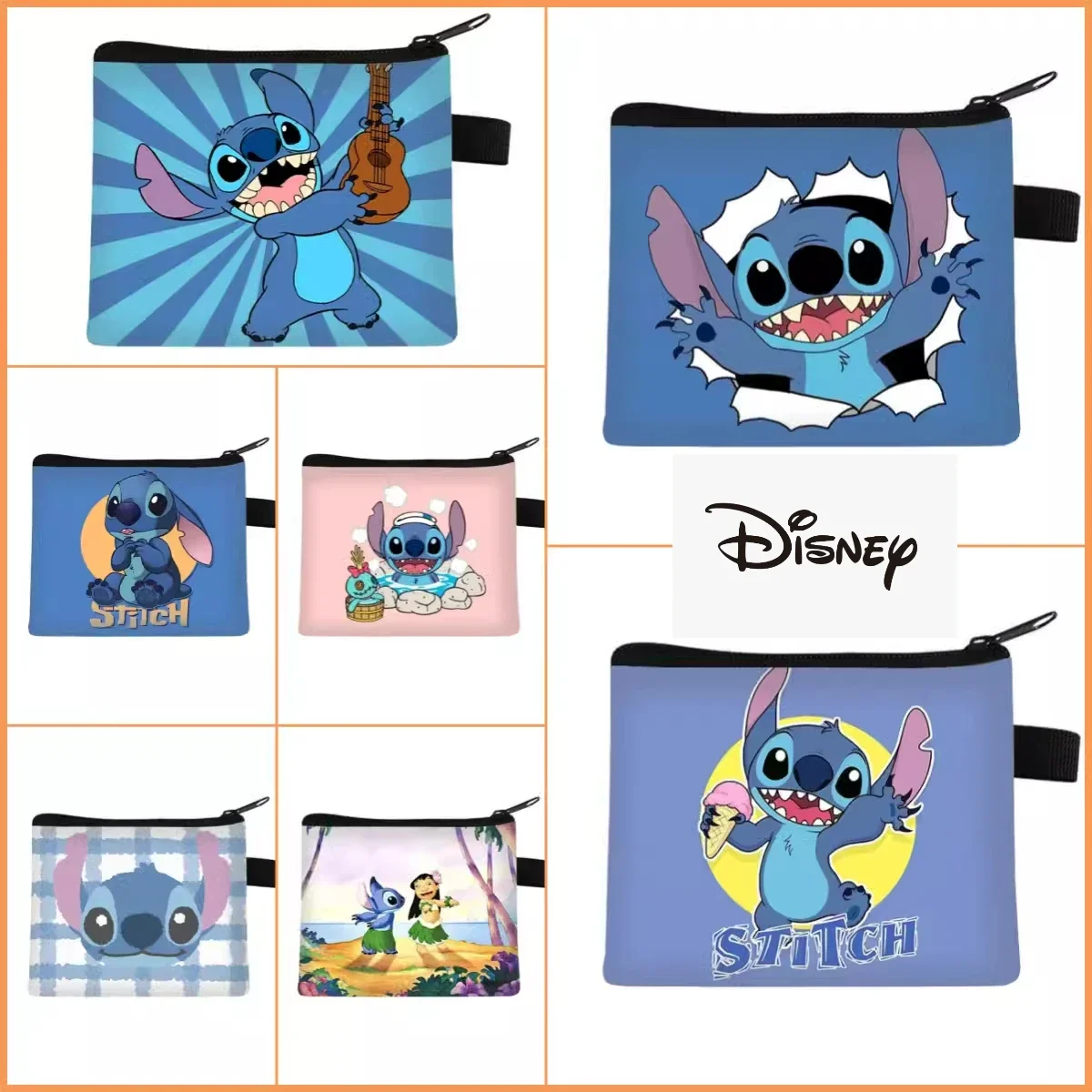 Disney-Porte-monnaie mignon Stitch, sac de rangement pour écouteurs, portefeuille imprimé Kawaii, accessoires d'anime, cadeau de fête pour enfant, style 41