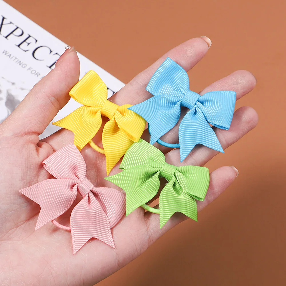 5/10/20Pcs Mini Solid Bows Elastic Hair Bands Kids Girls Small Rubber Band Hair Rope Ponytail Holder Headwear Hair Accessories