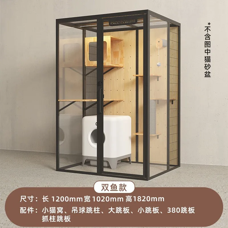 Cat villa panoramic glass solid wood cat nest panoramic transparent glass cage pet cat house