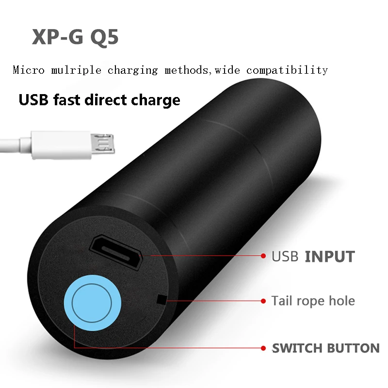 Mini Flashlight Led Torch Strong Light Rechargeable Super Bright Household  Student Outdoor Portable Pocket Lighting