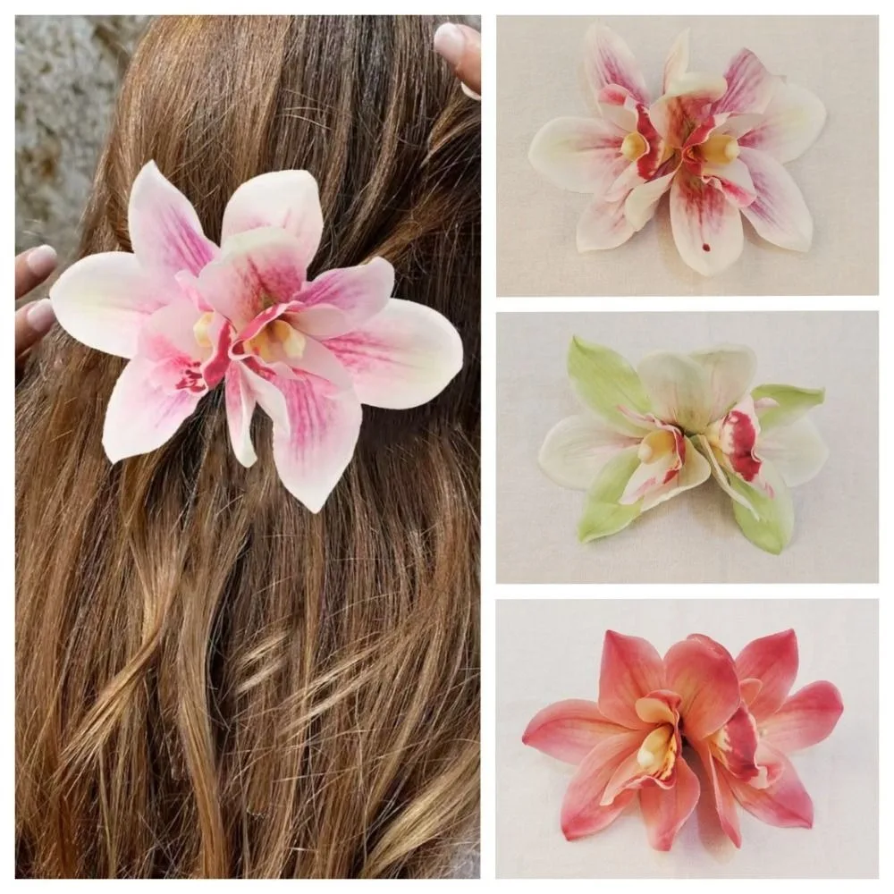 Тканевая заколка для волос с цветком орхидеи, заколки для хвоста, имитация цветка, зажим в виде утконоса, свадебный головной убор в богемном стиле
