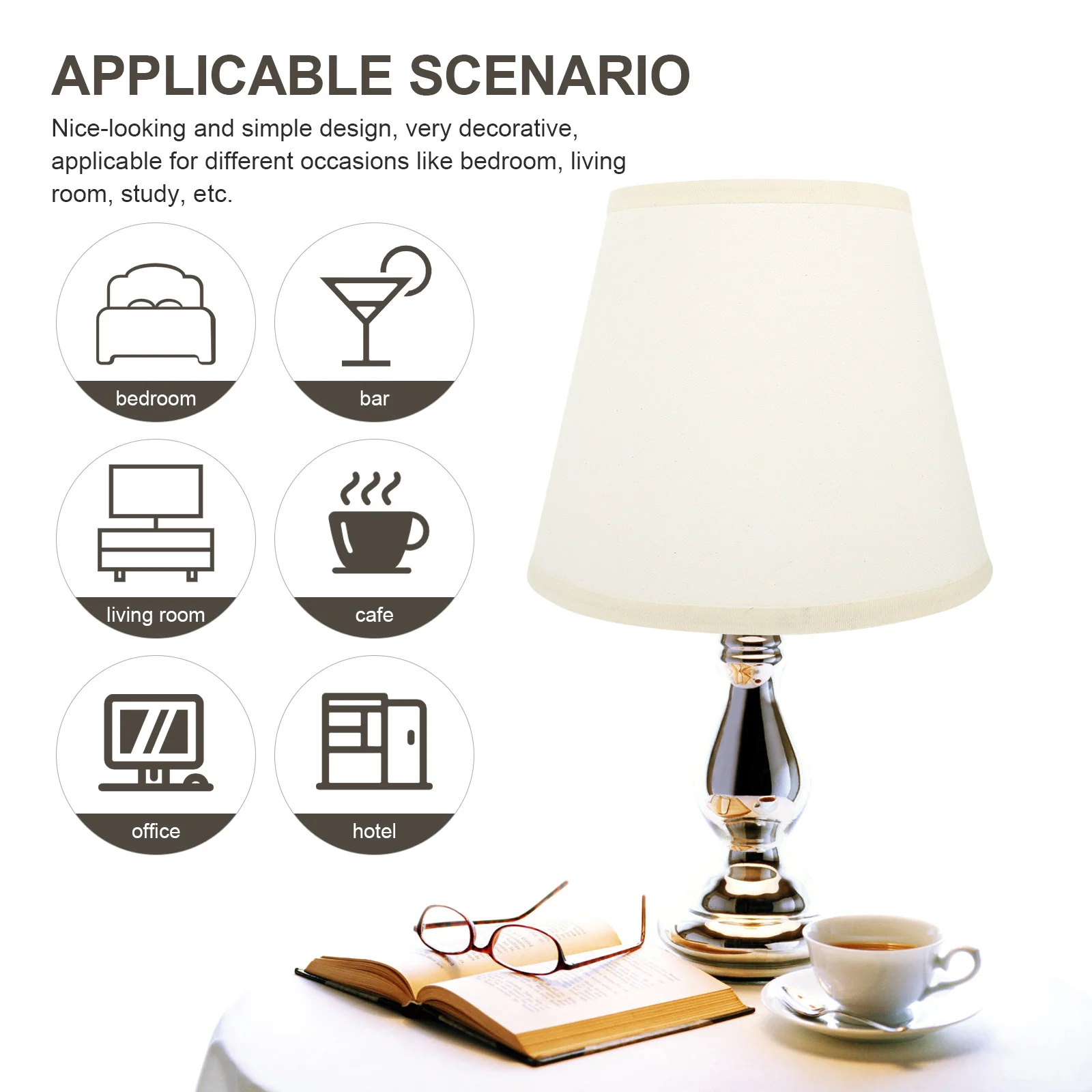 الكتان الجدول غطاء مصباح نصف دائري طبل عاكس الضوء غطاء لغرفة النوم السرير غرفة ديكور النسيج غطاء مصباح عاكس الضوء المنزل #4