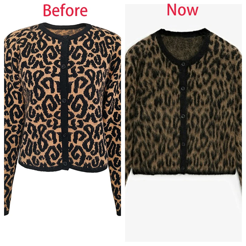 TARUXY Fashion Lepard Knitted Sweater Cardigan For Women Loose Casual Long Sleeve Retro Single Breatted Sweater Autumn Outwear