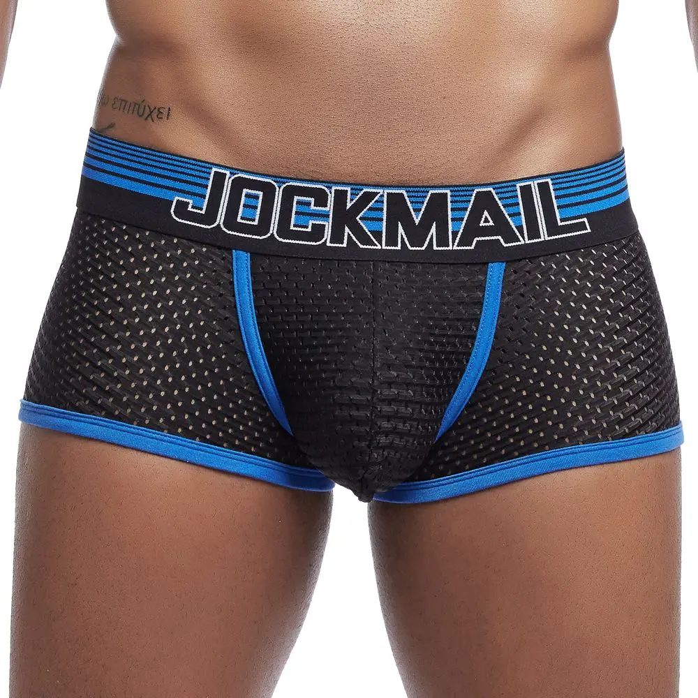 JOCKMAIL-bóxer de malla transpirable para hombre, ropa interior Sexy, convexo en U, bañadores de verano, novedad