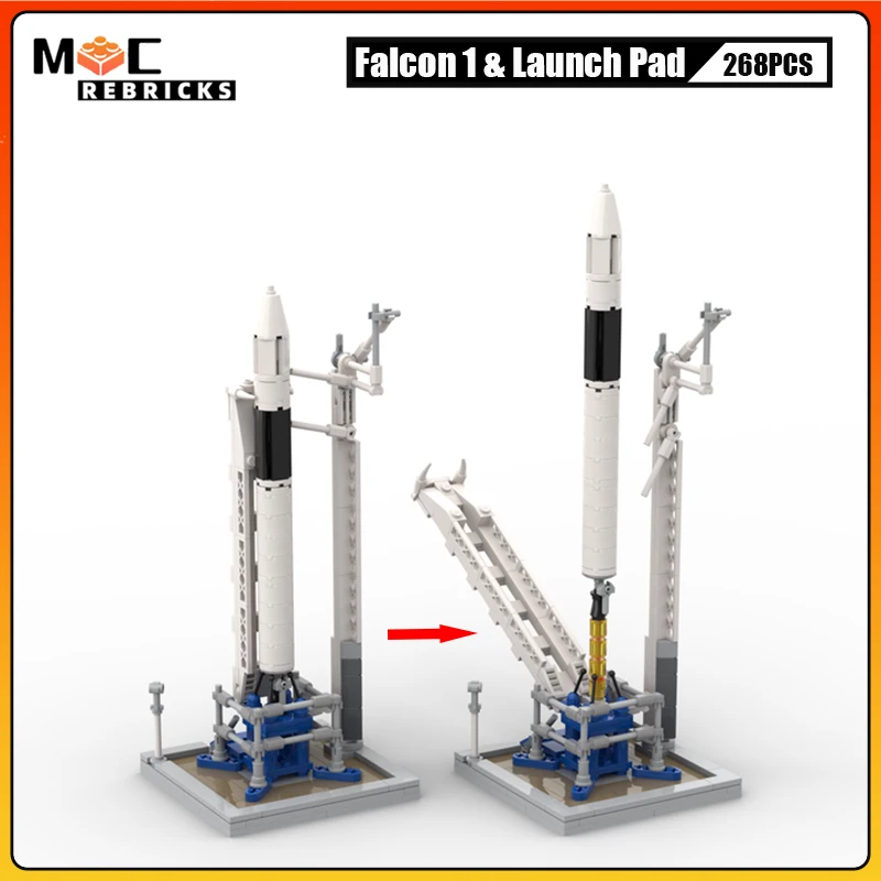 

MOC Spaceship Carrier Rocket Building Block Space Falcon 1 with Launch Pad DIY Assembly Model Technology Bricks Toys Xmas Gifts