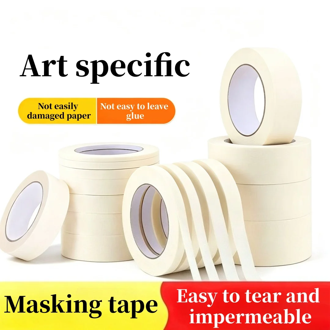 Masked paper tape, off white in color, clean paint edges, easy to tear by hand，suitable for writing surfaces，craft，school，office