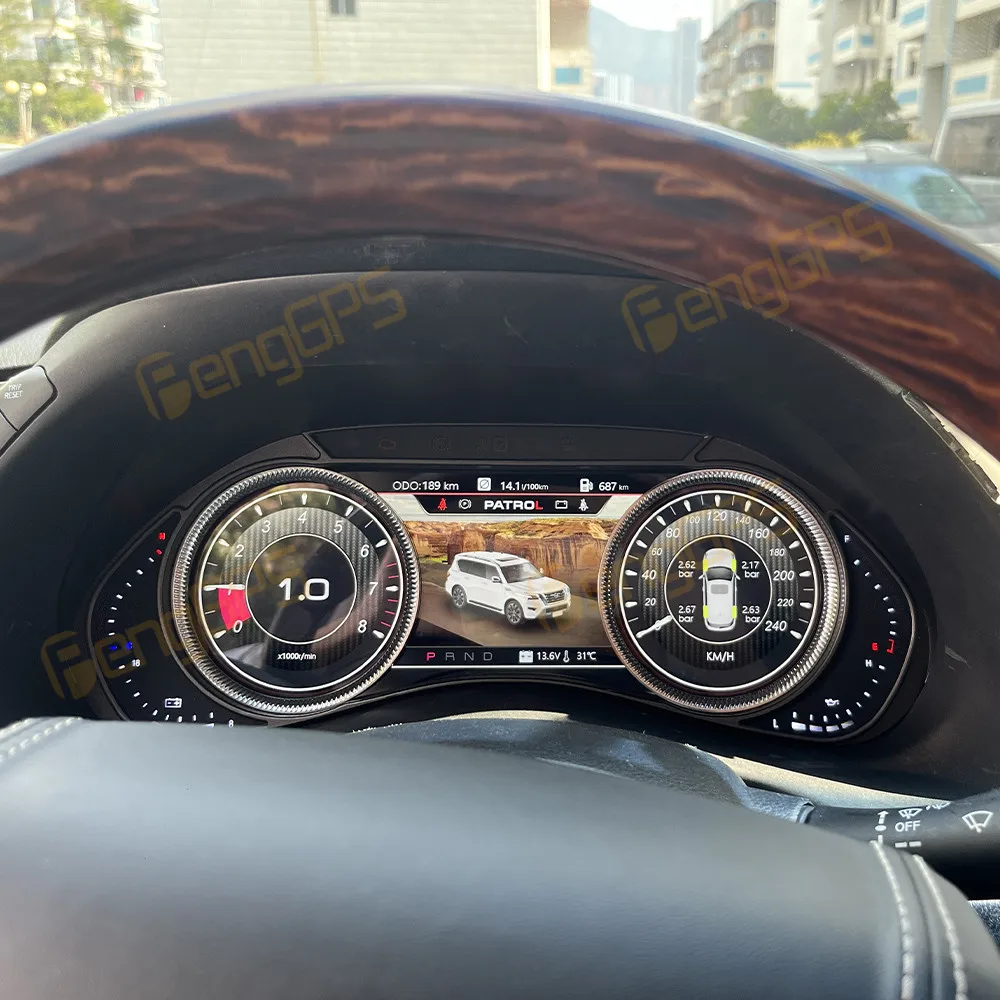 12.3 بوصة العنقودية الرقمية لنيسان Y62 LCD لوحة العدادات الظاهري CockPit سرعة متر لوحة القيادة اكسسوارات السيارات نظام لينكس