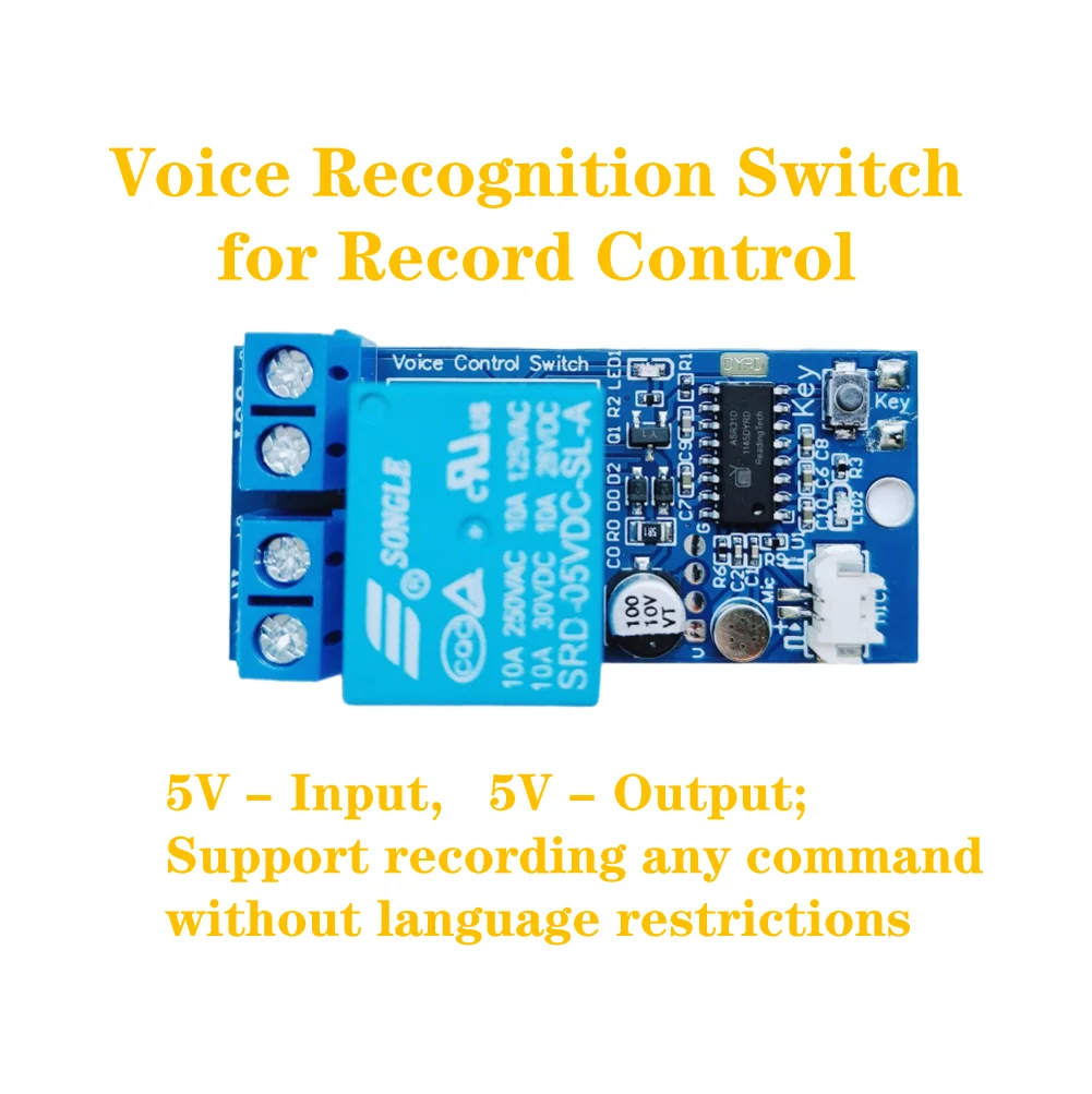 【EJ5】Voice Recognition Switch 5V for Record Control support record any language command