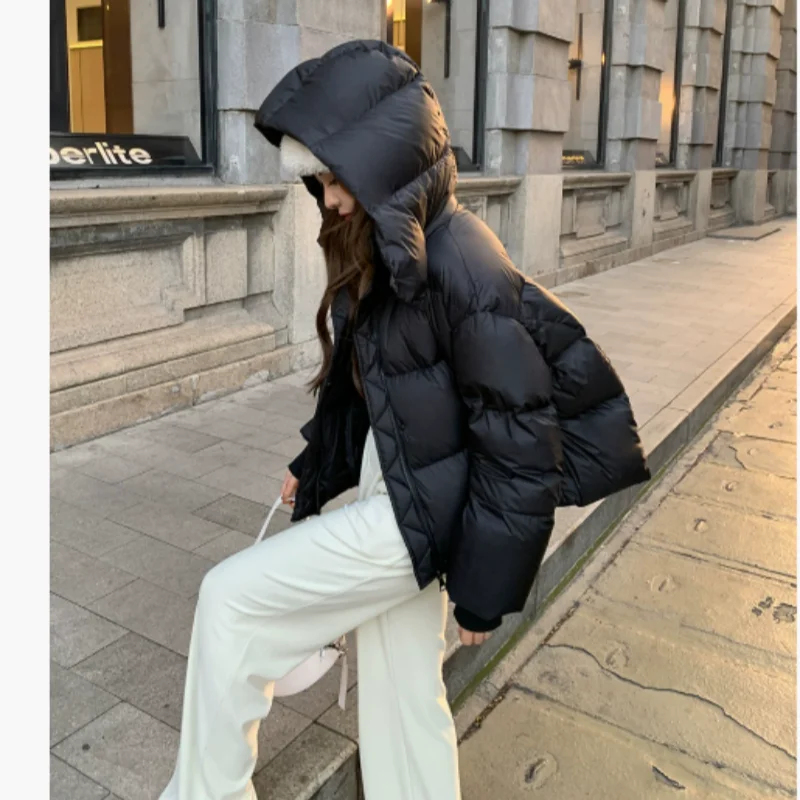 Solid Color Down Women's Winter Short Thick Loose Down Jacket