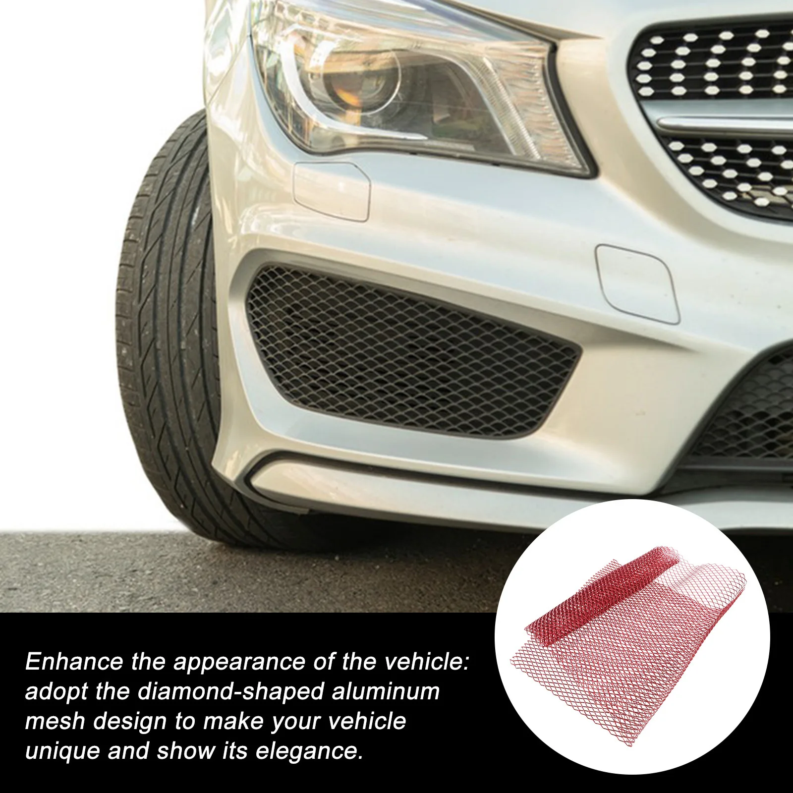 

Aluminum Alloy Car Grill Mesh 100x33cm Universal Bumper Grille Insert Front Bumper Protector Automotive Grilles
