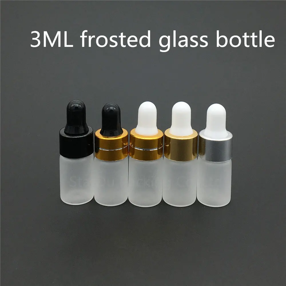 High Quality 3ML Frosted Glass Dropper Bottle 3cc Mini Glass Vial With Pipette Dropper, Transparent Frosted Glass Bottle 600pcs