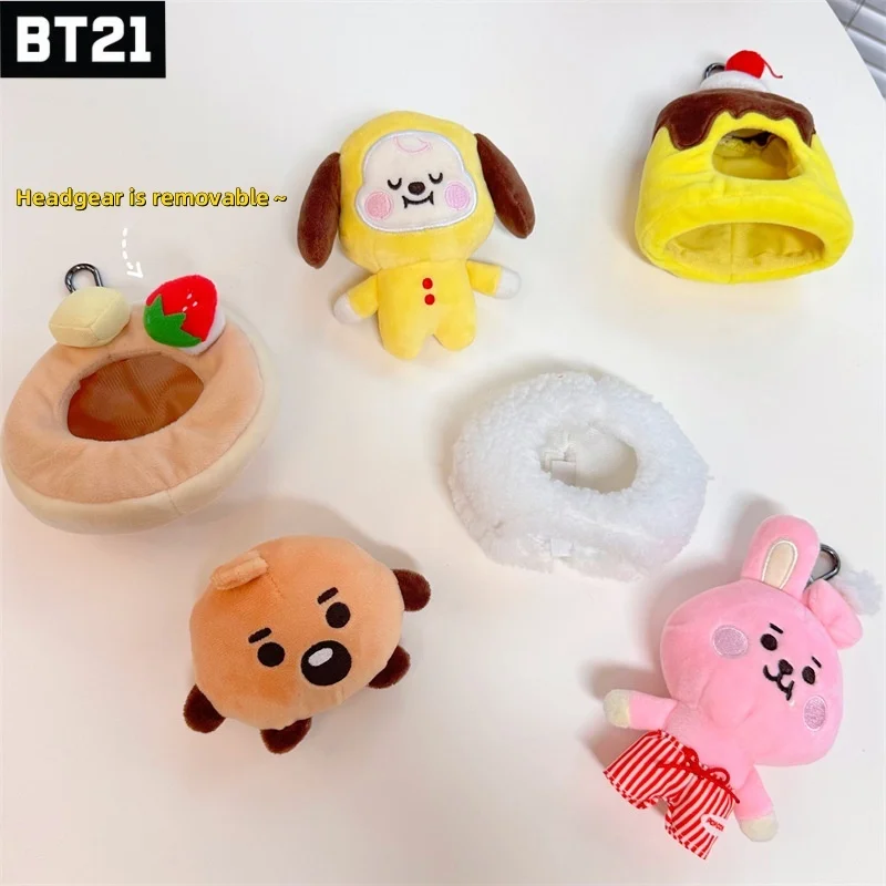 BT21 Popular Anime Kawaii COOKY KOYA Plush keychain pendant 10CM small animal cross-dressing dessert cake plush doll backpack pe