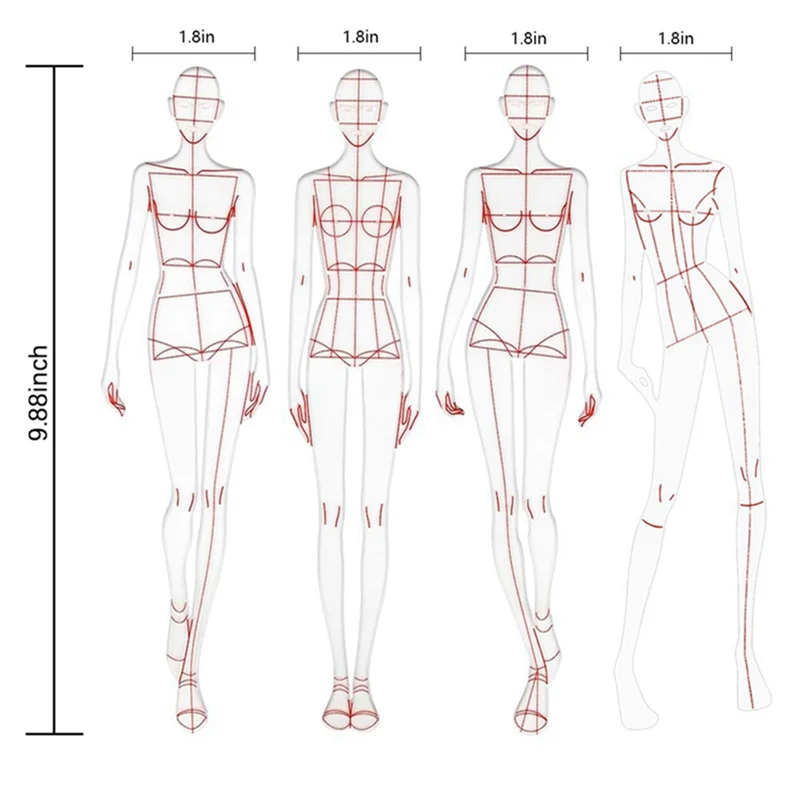 A22I Fashion Illustration Ruler Sketch Template Sewing Ruler Humanoid Pattern Measuring Clothes,A