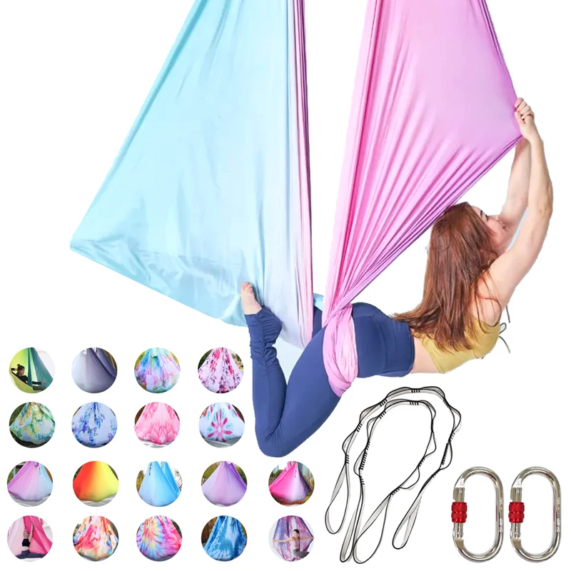 

Elastic Gradient Color Aerial Yoga Hammock Set, Yoga Belt for Indoor Yoga Studio, 5 m