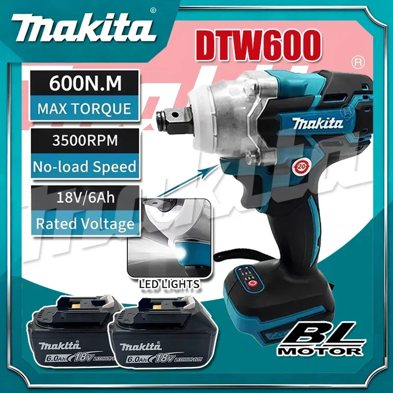

Makita DTW600 3100IPM 18V Cordless Wrench 1/2Inch Brushless Screwdriver Rechargable Electric Screwdriver Vehicle ServiceTool