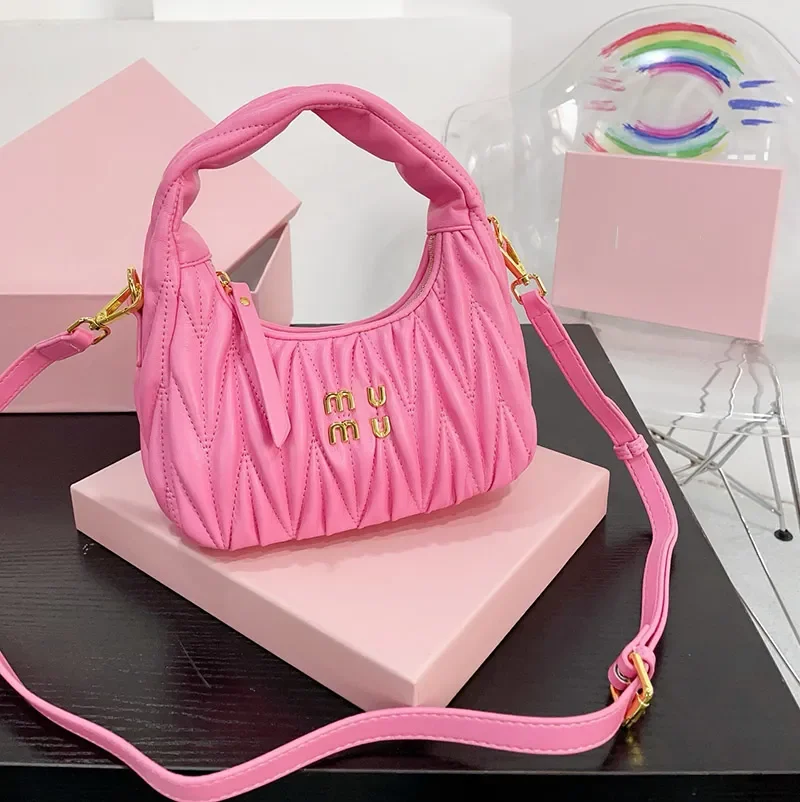

Роскошная дизайнерская розовая сумка из натуральной кожи, мини-формат, с верхней ручкой и съемным плечевым ремнем, элегантный стеганый дизайн для женских сумок