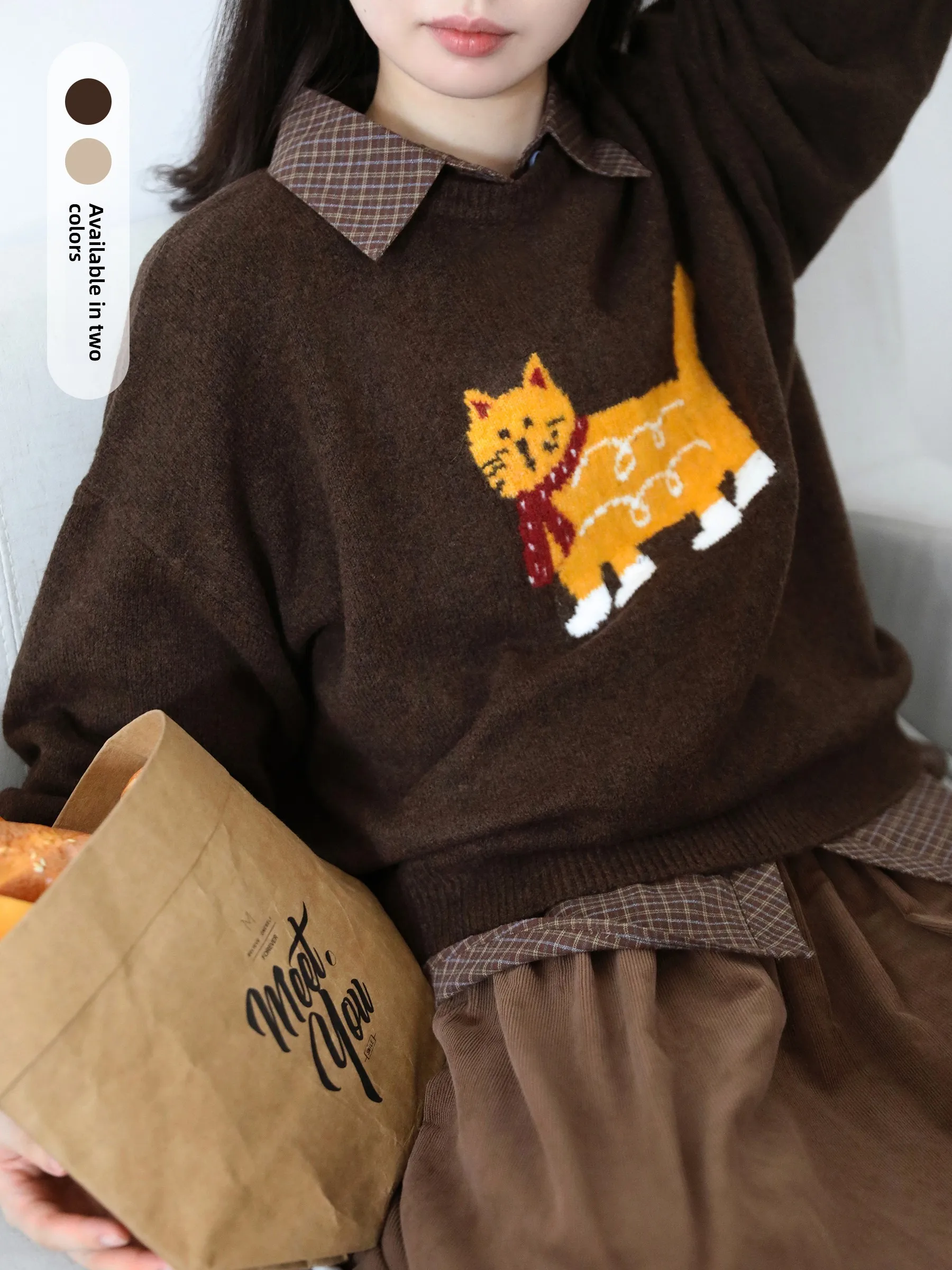 

Вязаный свитер CHICVEN из шерсти с длинным рукавом, цвет кэмел, женский, теплый, уютный, повседневный, модный