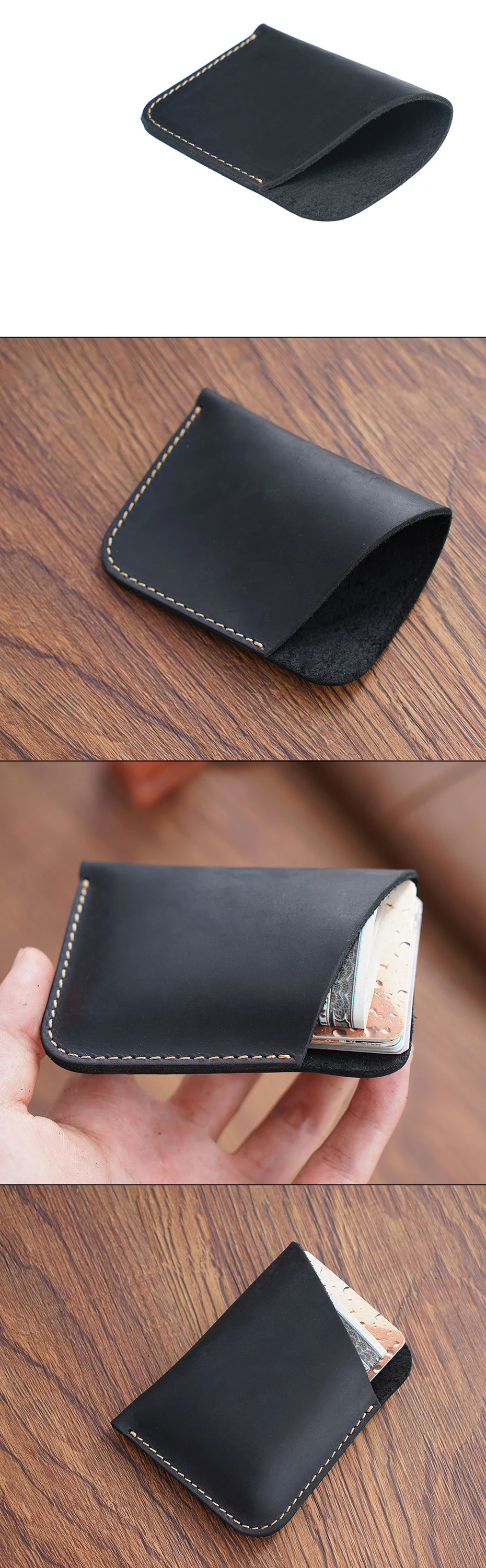 Vintage Leder Kartenhalter Organizer Bill Aufbewahrungstasche Rindsleder Herren Geldbörse – Detail 3