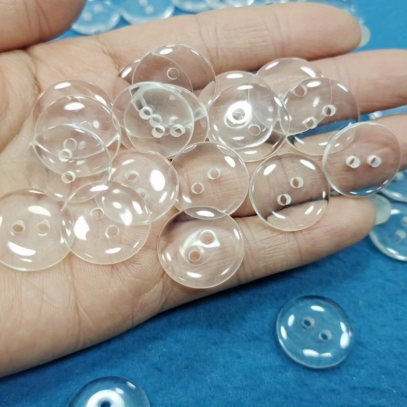 100pcs Resin Buttons, Two-eye, Universal Bread Buttons, Transparent Shirt Buttons, Trench Coat Buttons, Accessories