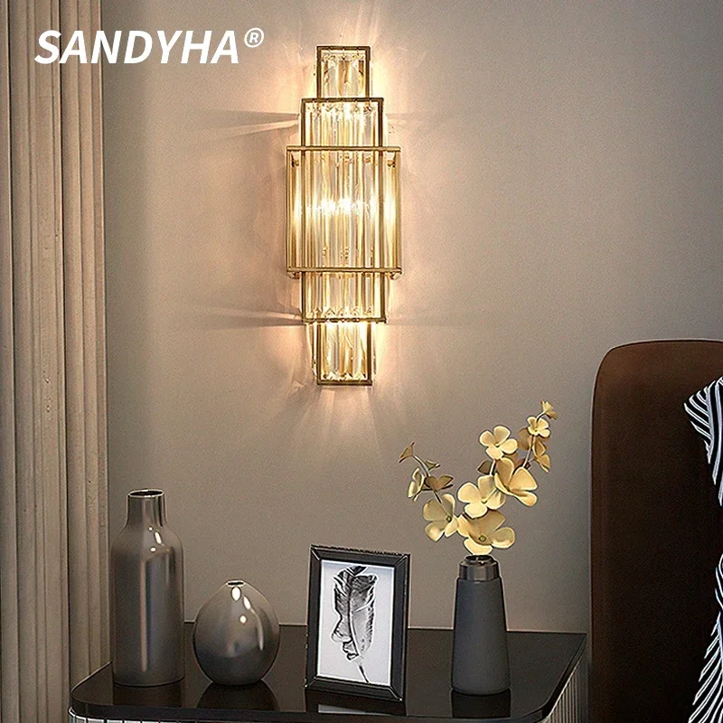 

Modern Background Living Room Crystal Wall Lamps Nordic Creativity Suitable For Hotel Bedroom Bedside Decor Lighting Fixtures