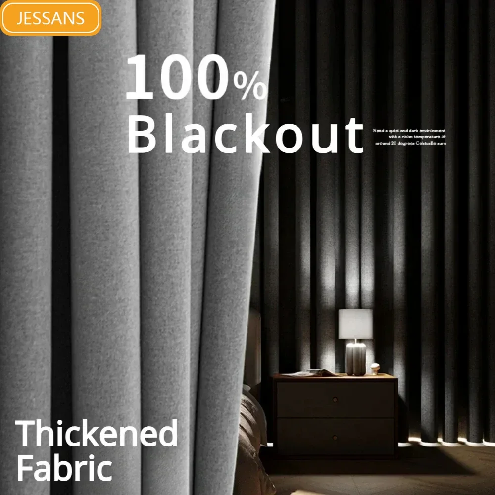 100% Blackout Both Sides Linen Curtains for Living Room Bedroom Waterproof Garden Thick Curtains Drapes Window Curtain Panels