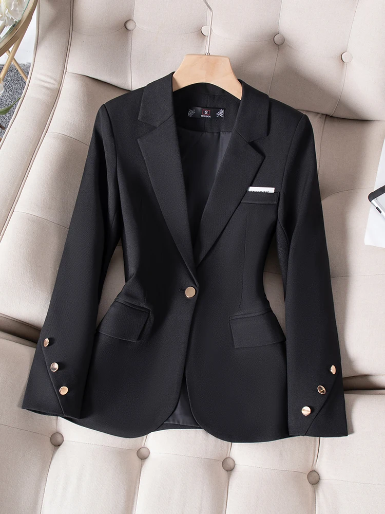 Fashion Women Formal Blazer Orange Khaki Black Female Office Ladies Long Sleeve Business Work Wear Jacket For Autumn Winter