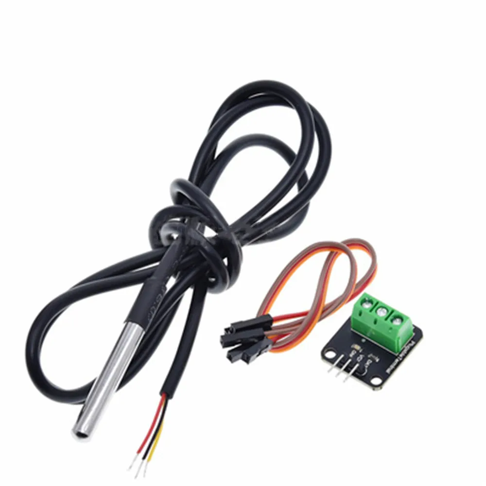 DS18B20 Temperatuur Sensor Module Kit Waterdichte 100Cm Digitale Sensor Kabel Roestvrij Stalen Sonde Terminal Adapter Voor Arduino