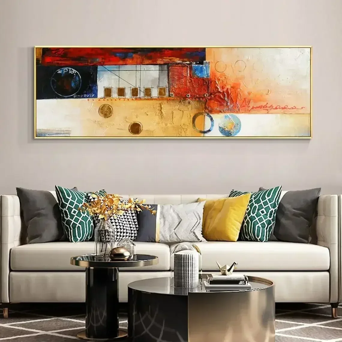 Scandinavian Abstract Wall Art Earth Elements Hand-painted Oil Painting HD Canvas Poster Prints Home Bedroom Living Room Decor