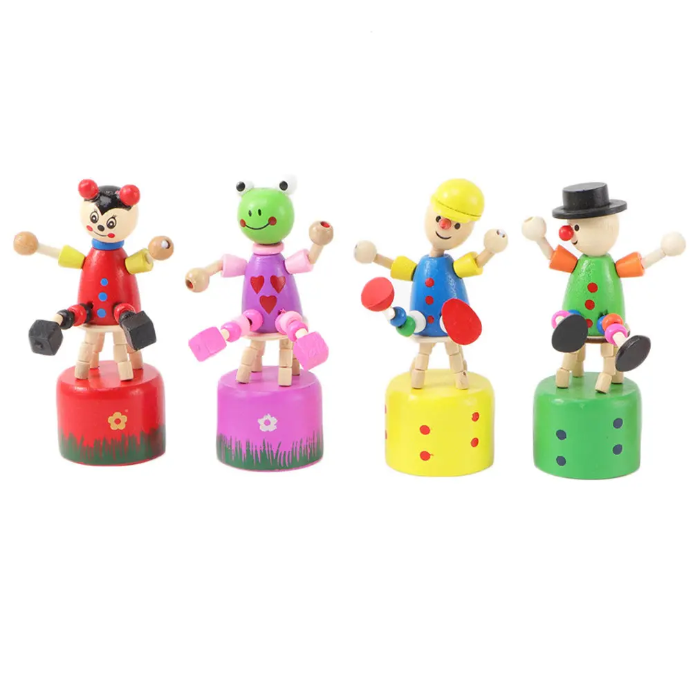 4Pcs Cartoon Clown Wood Craft Adorable Desktop Adornment Standing Table Ornament for Art Lover Photo Prop Interior Decor Fun