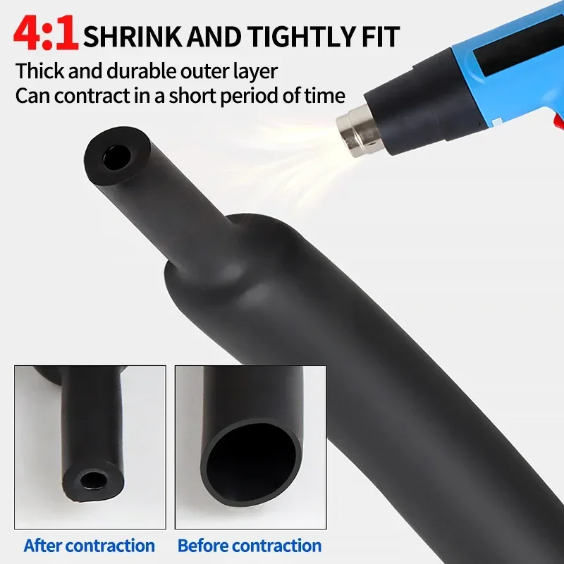 4:1 Heat Shrink Tube with Glue 4mm-32mm Tubing Adhesive Lined Dual Wall Heatshrink Shrinkable Shrink Wrap Wire Cable Sleeve kit