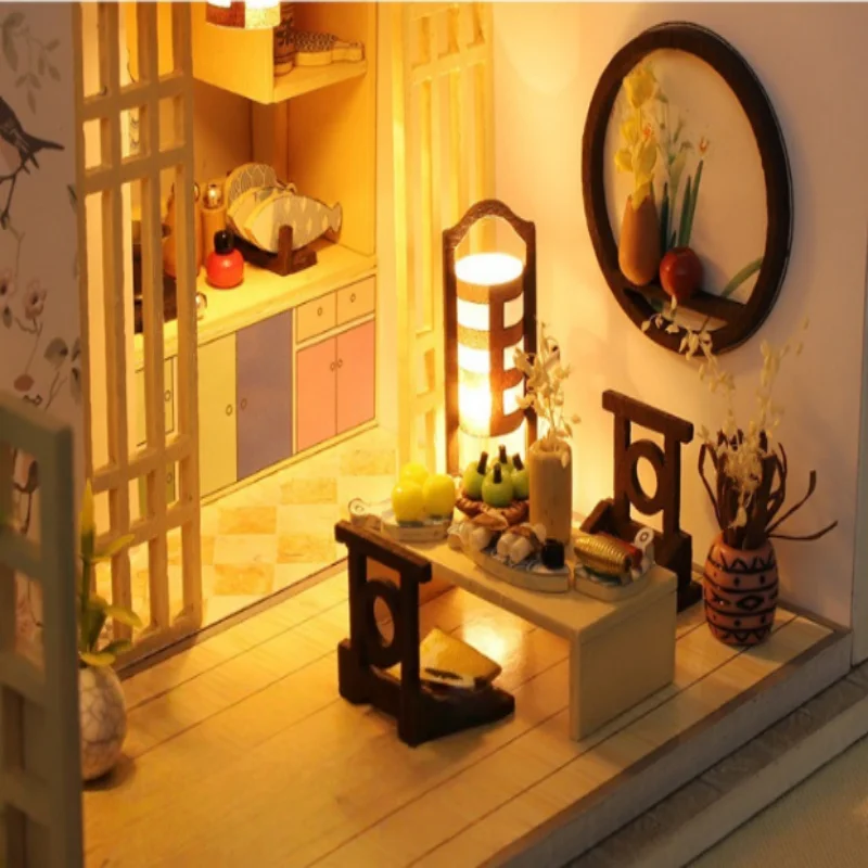 OUZEY اليابانية Zen Cottage DIY، فيلا خشبية ثلاثية الأبعاد، هدية تحت عنوان الخيزران والقيقب للمراهقين #6