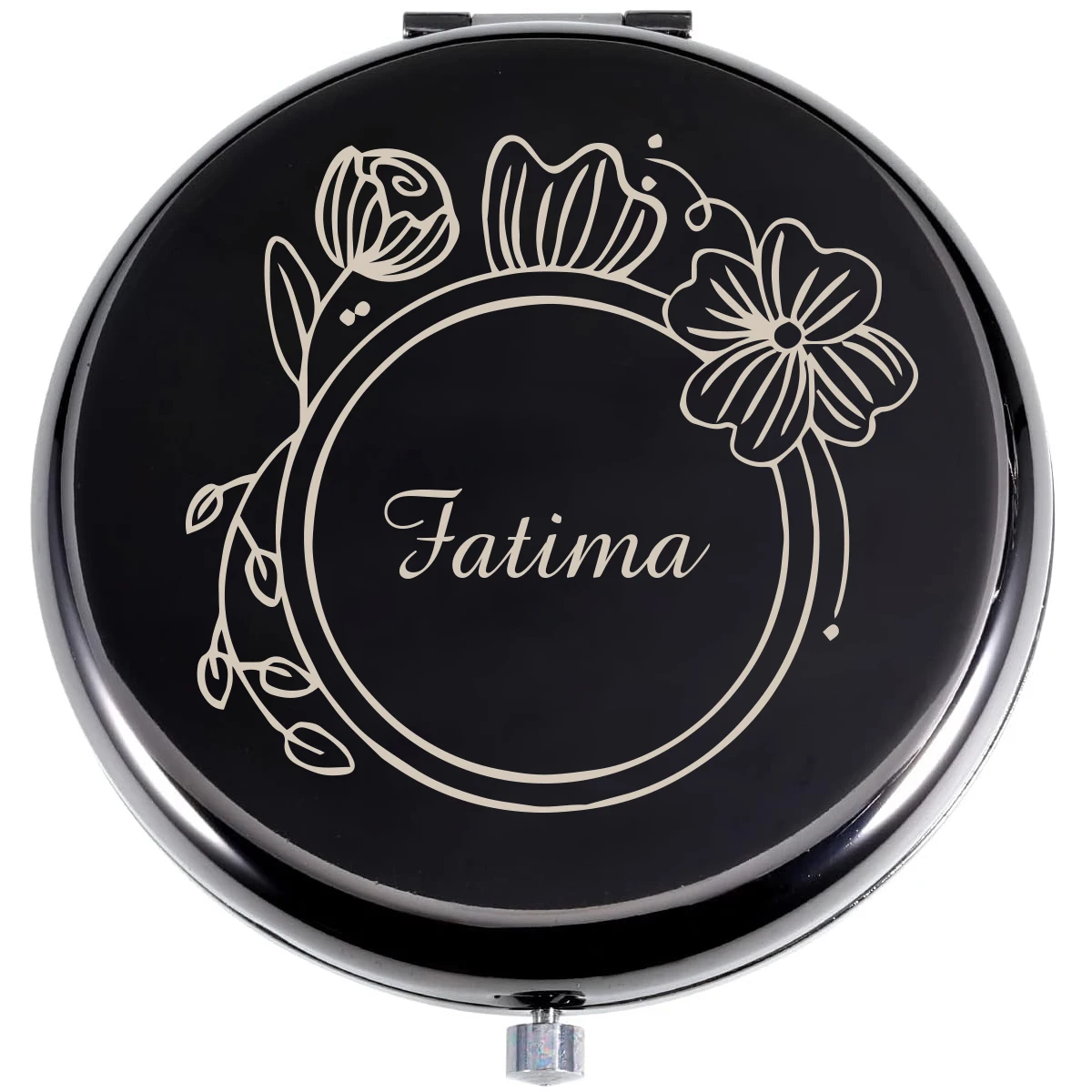 1 قطعة دائرة زهرة ملونة اسم مخصص أضعاف مرآة جيب مرآة مع اسم حفلة هدية هدايا حفلات الزفاف