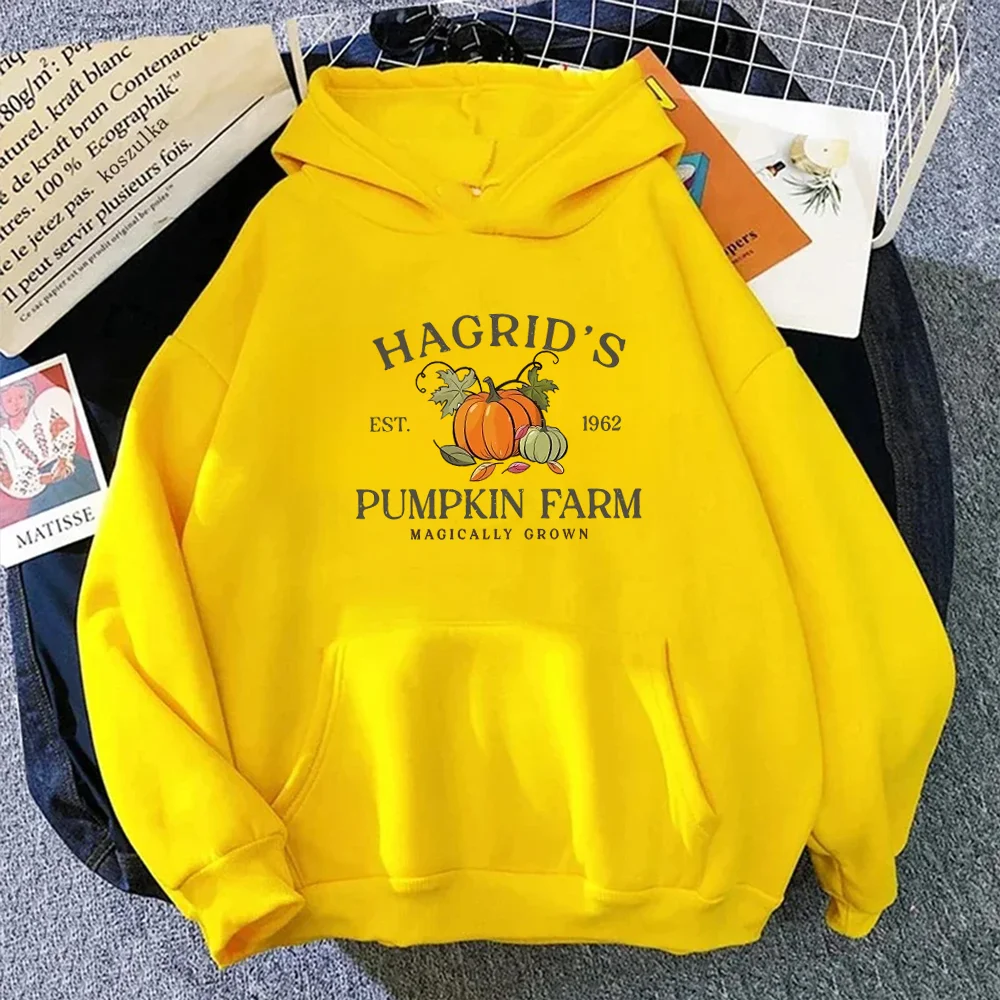 2025 Hagrid Pumpkin Farm ملابس رياضية مطبوعة للنساء هوديي غير رسمي دافئ رقبة مستديرة ملابس رياضية مريحة للخريف
