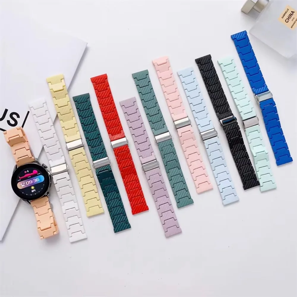 Resin Chain Link Strap 20mm 22mm for Huawei GT Cyber Galaxy Watch 6 4 Classic 5 Pro Carbon Fiber Texture Removable Links Unisex