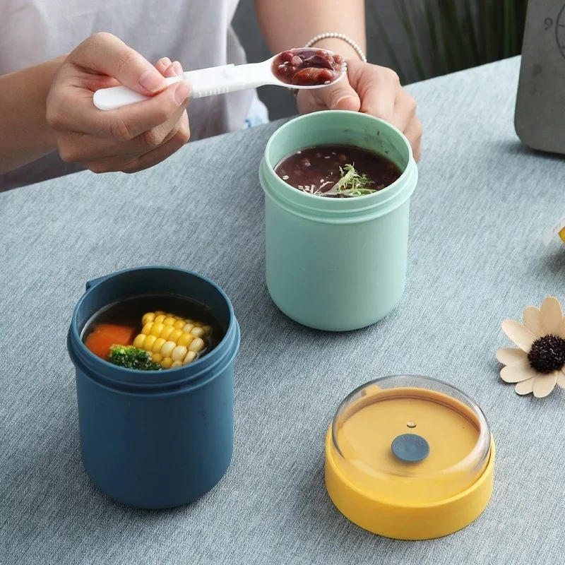 500ML Portable Breakfast Cup  Oatmeal Cup Cereal Nut Yogurt Mug Snack Cup Soup Mug Microwave with Lid Spoon for Kitchen Tools