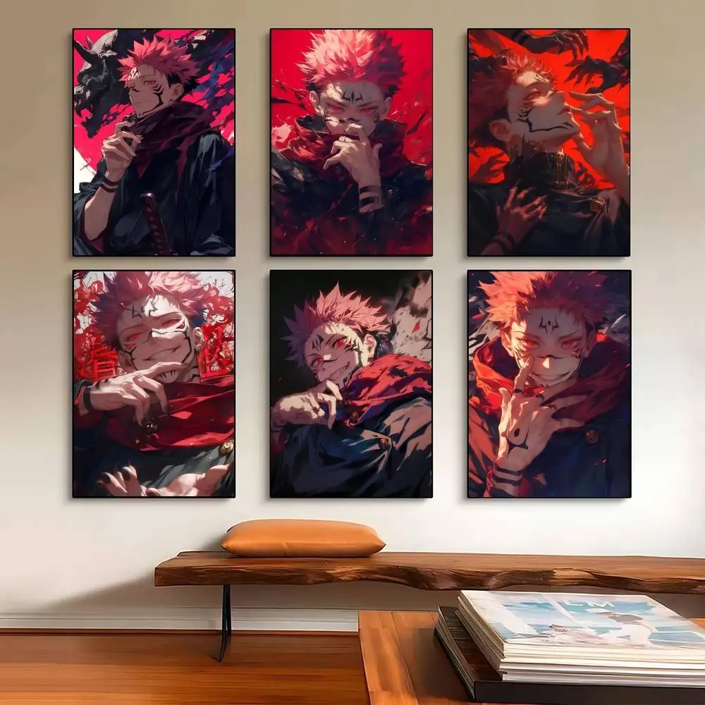 Anime Cool J-Jujutsu Kaisen Ryomen Sukuna Poster Self-adhesive Art Waterproof Paper Sticker Coffee House Bar Room Wall Decor