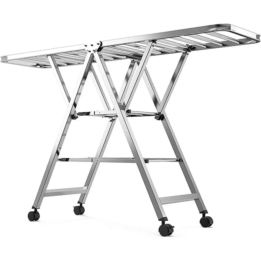 

Folding Steel Laundry Drying Rack - Portable Indoor/Outdoor Use