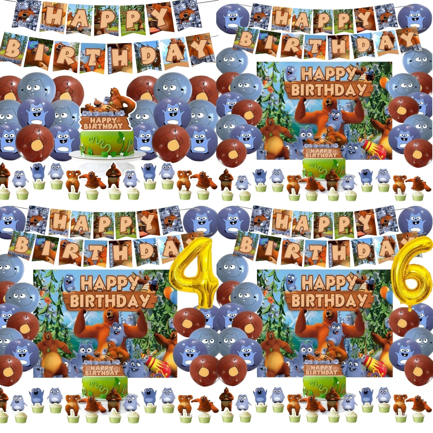 Decoraciones para Fiesta de Cumpleaños de Grizzy y los Lemmings, Globos, Adornos para Pastel, Recuerdos para Niños, Artículos de Decoración para Baby Shower