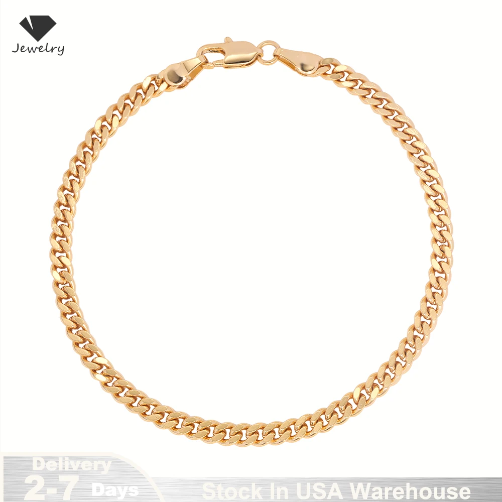 

18K Gold Plated Bracelet 925 Sterling Silver Jewelry 5mm Miami Cuban Chain 20cm for Men Women Gifts Punk Style Waterproof USA