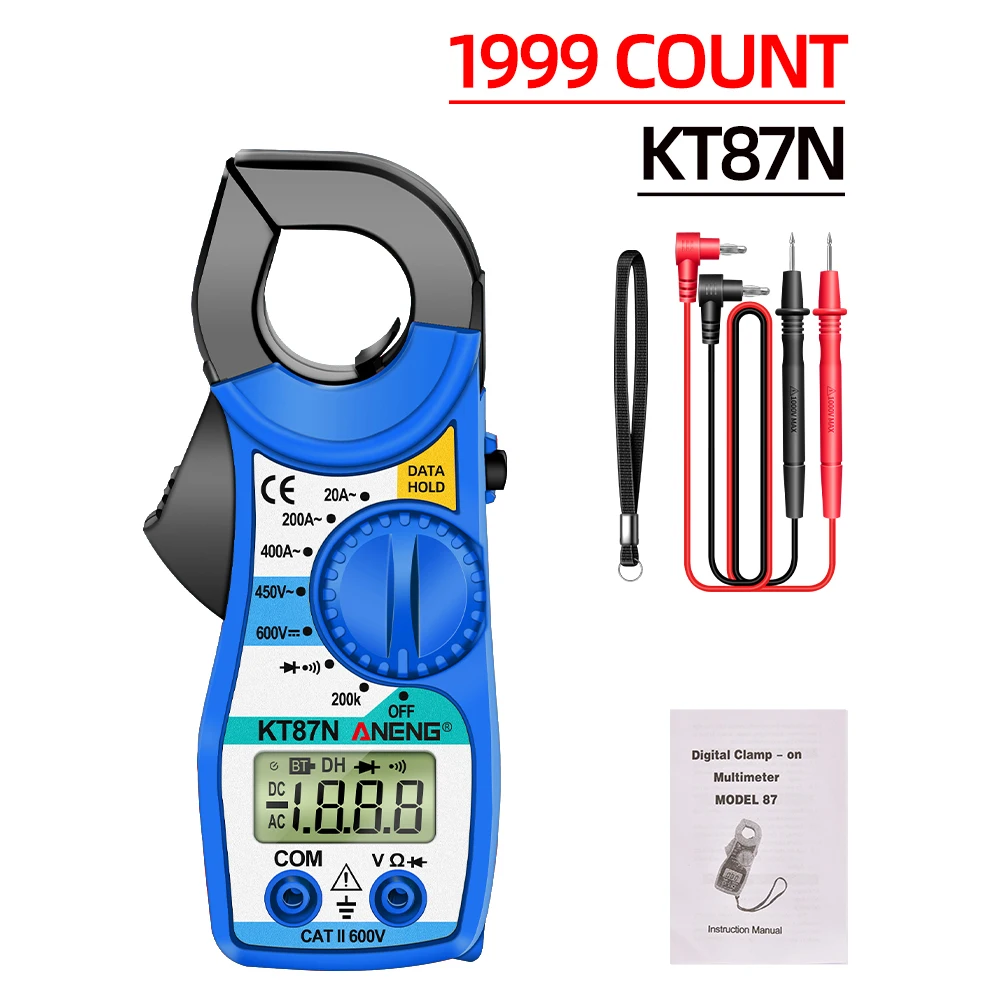 KT87N Digital Clamp Meters AC/DC Voltage AC Current 600v True RMS Multimeter Capacitance Tester for Electrician Tool