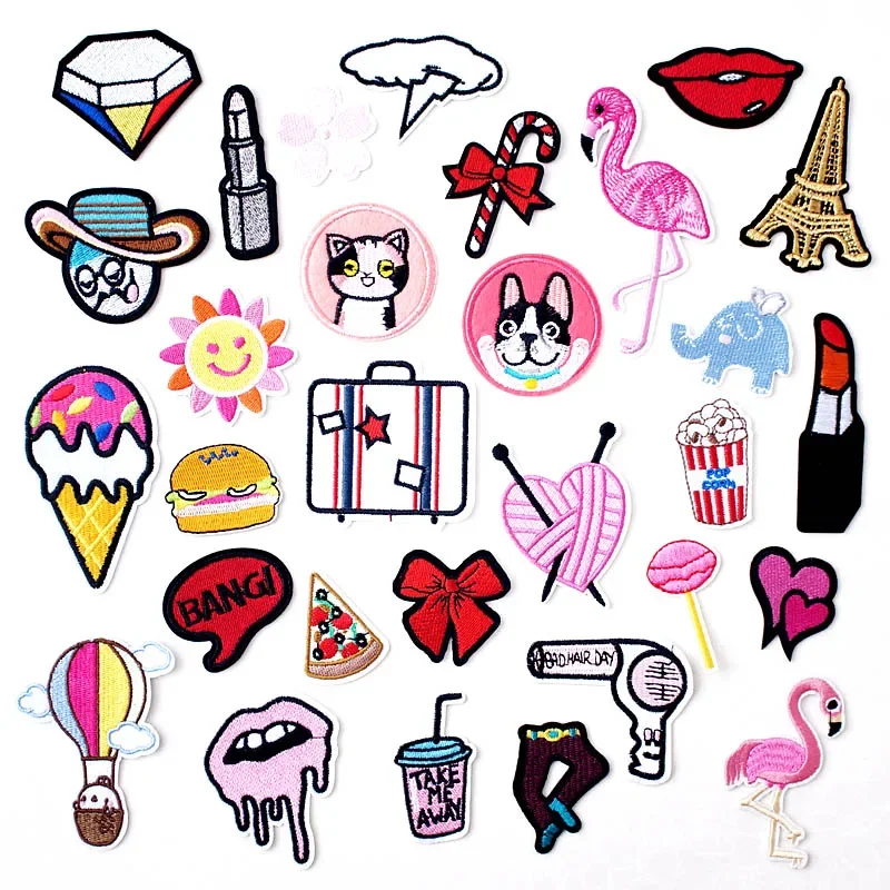 Diamonds Lollipop Flamingo Trunk DIY Badge Embroidery Patch Applique Iron On Clothing Sewing Supplies Decorative