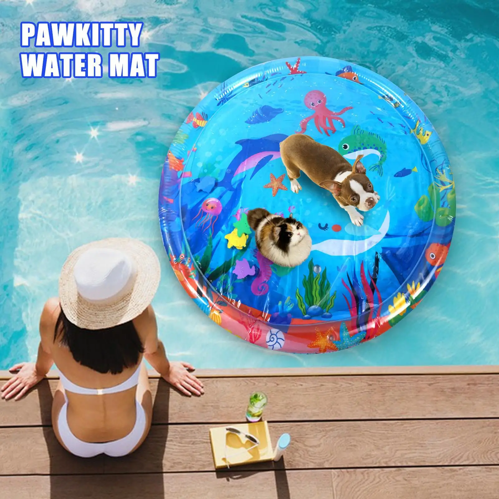 

Утолщенная надувная подушка для воды для домашних животных, водный сенсорный игровой коврик, водный сенсорный игровой коврик, сенсорная игрушка для домашних животных, водный сенсорный коврик