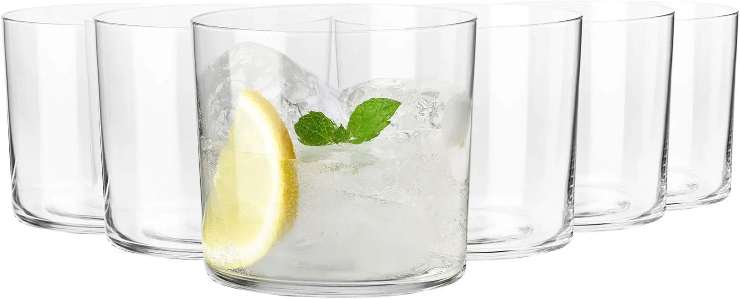 

14.2 oz Drinking Glasses Set of 6 – Ultra-Thin Tumblers for Water, Juice & Cocktails, Lightweight Everyday Glassware, Dishwasher