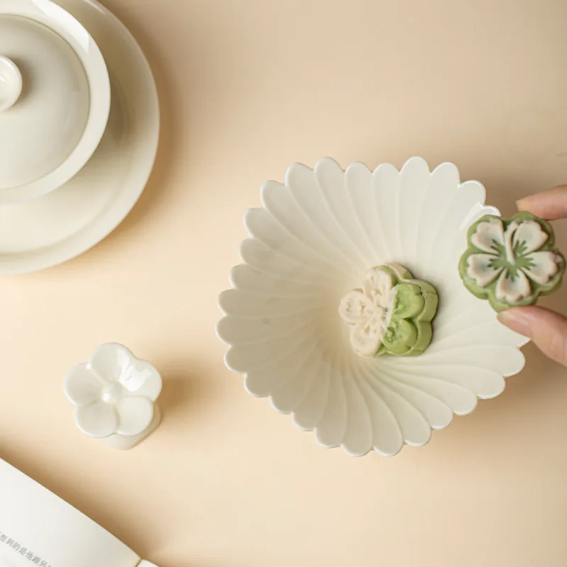 

Tea Snack Tray Melon Seeds Dried Fruit Plate Ceramic Accessories Tea Ceremony Accessories Spare Parts Household Serving Tray