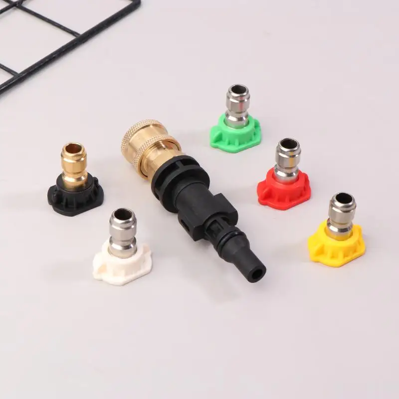 6 Buah Adaptor Koneksi Cepat Mesin Cuci Tekanan Tinggi Benang 1/4 "dengan Nosel Cocok untuk LAVOR/Sterwins/Kit Plastik Tahan Lama Parkside