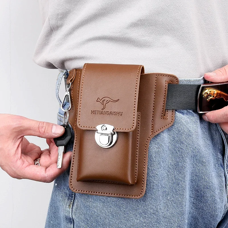 Wearing A Belt, Smoking Bag, Leather Case, Mobile Phone, New Waist Bag, Vertical Version, Multi-functional Foreskin Small Bag