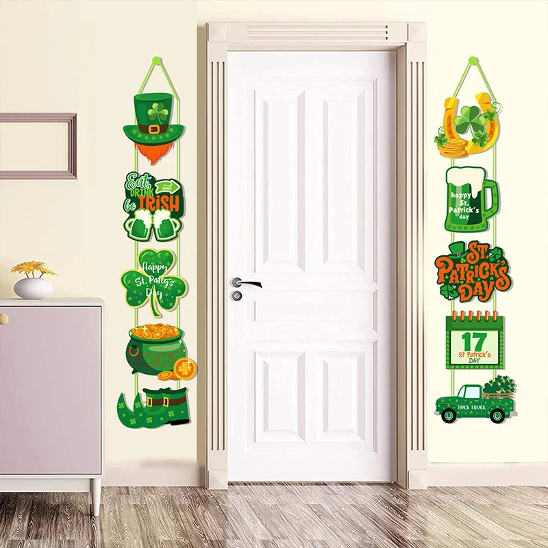 

New Irish Festival Decorative Door Hanging Banner, European and American Saint Patrick Home Decoration Couplet Door Curtain