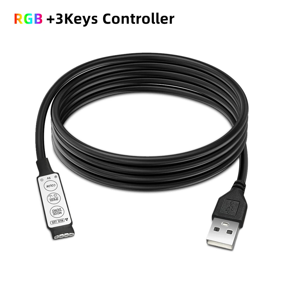 RGB Controller DC 5V USB Ports Connector Cable 4pin Line 3 Keys Dimmer for SMD 2835/5050/5630 LED Strip Lights Brightness Adjust