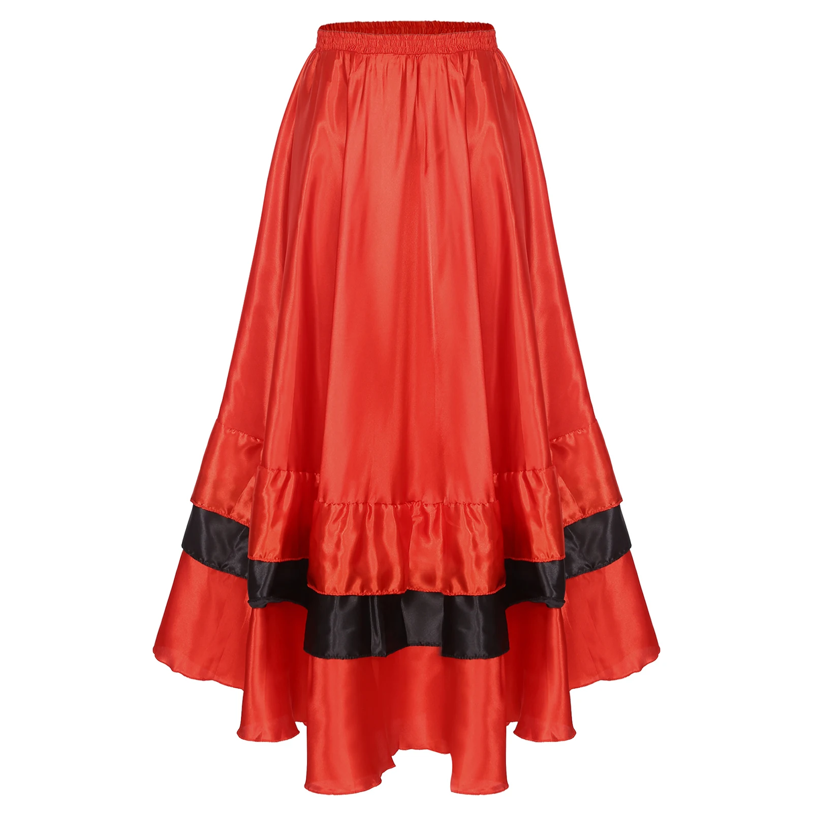 Jupe de danse Flamenco pour femmes, ourlet à plusieurs niveaux espagnol, jupes de danse de salle de bal, Tango, Costume de spectacle sur scène de carnaval