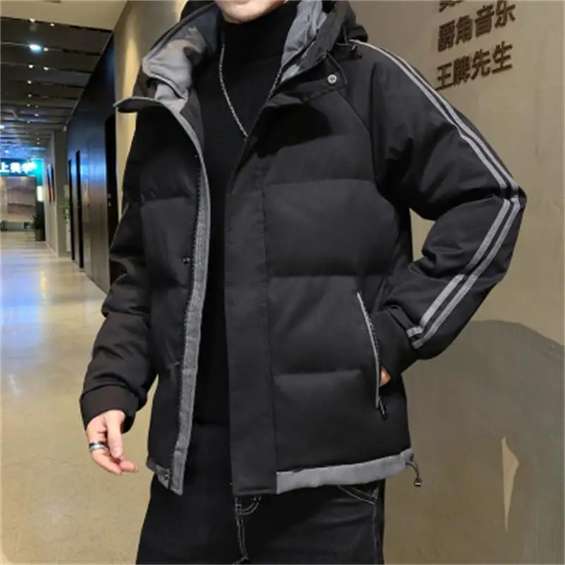 

2022 New Winter Men's Cotton Padded Clothes Fashion Patchwork Zipper Hooded Mens Parkas Jacket Casual Thicken Warm Men Outerwear